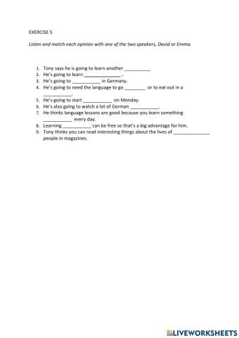 IE0, Unit 9, Listening and Speaking, Exercise 5