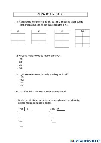 Factores y división