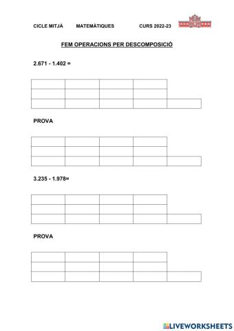 Sumes i restes per descomposició