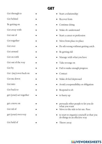 Phrasal verbs and idioms with GET