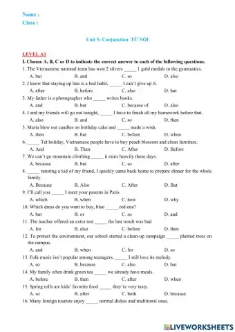 Conjunction unit 5 lop 8