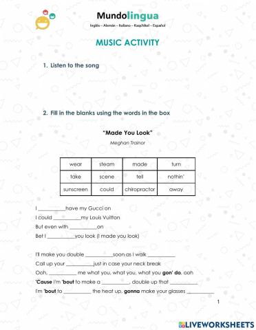 Music Activity: Made You Look
