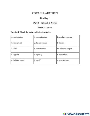 Toeic a-vocab test 1