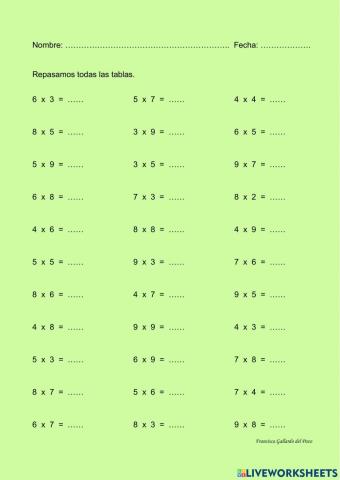 Repaso todas las tablas