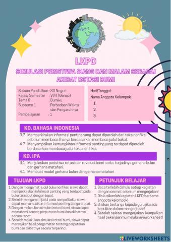 LKPD kelas 6 tema 8 subtema 1 pembelajaran 1