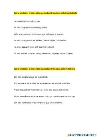 Vertebrats e invertebrats