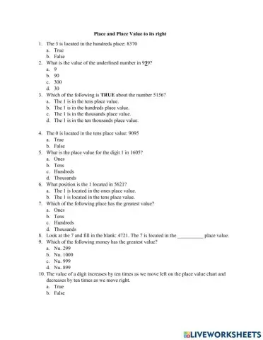 Place and place value