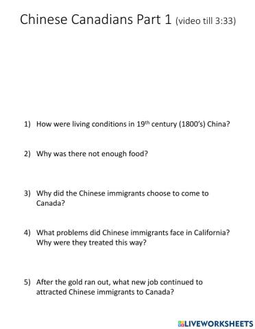 Chinese Immigrants part 1