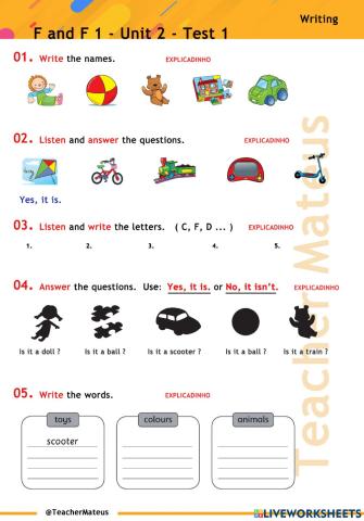 FF 1 - Unit 02 - TEST 1 - Writing
