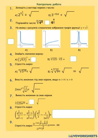 Контрольна робота (Корінь н-го степеня)