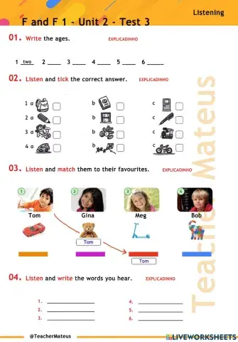 FF 1 - Unit 02 - TEST 3 - Listening
