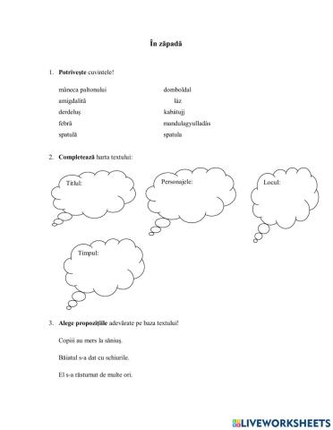 În zăpadă Limba română clasa a IV-a