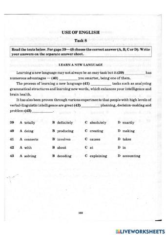 Writing Comprehension Test 1