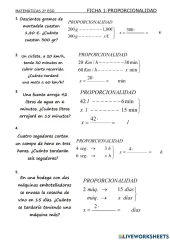 Ficha de proporcionalidad