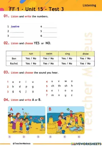FF 1 - Unit 15 - Test 3 - Listening