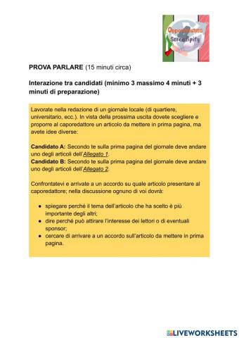 Esame finale, prova parlare