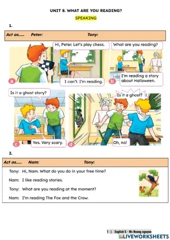 E5U8 (speaking) WHAT ARE YOU READING? (P1) -nuongngueyen