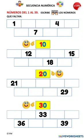 Nùmeros del 1 al 39