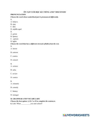 Test for Grade 7 - Quang + Duy