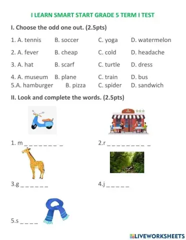 Smart start 5 term 1 test