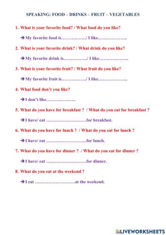 Food and drinks - vocabulary