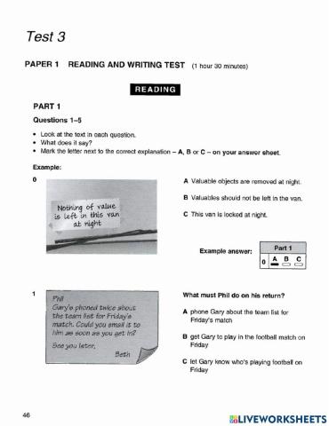 Reading test