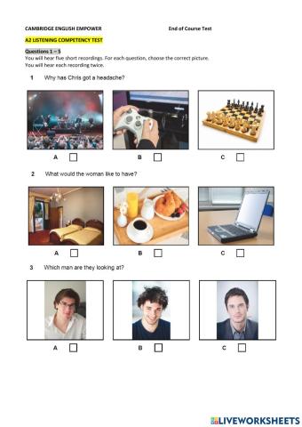 Empower A2 end of term TEST