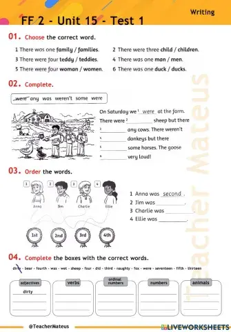 FF 2 - Unit 15 - Test 1 - Writing