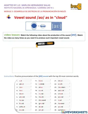 Vowel sound au