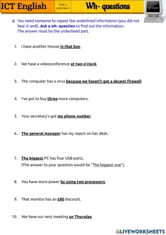 ICT 2.5 — Be — Wh- questions