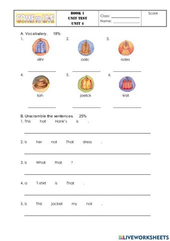 Final exam - come to live unit 4