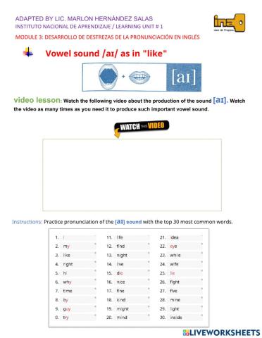 Vowel sound aU