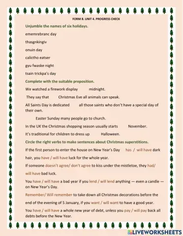 Form 8. unit 4. progress check