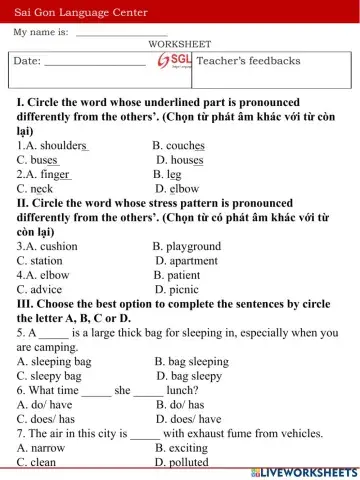 Test 3 English 6