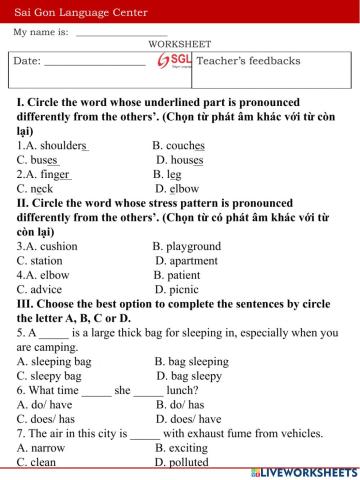Test 3 English 6