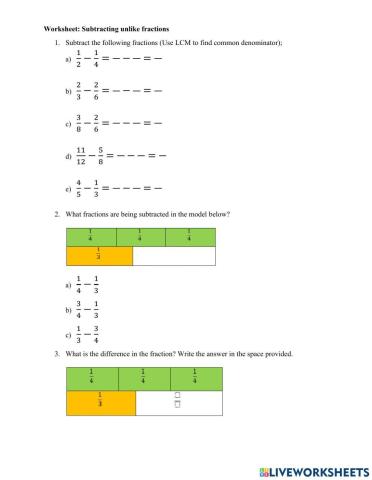 Subtracting Fractions