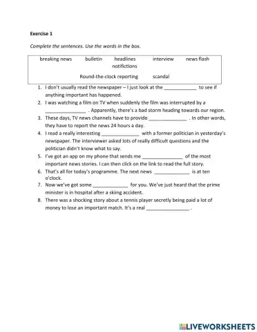 IE2, Unit 3, Vocabulary and Grammar, Exercise 1