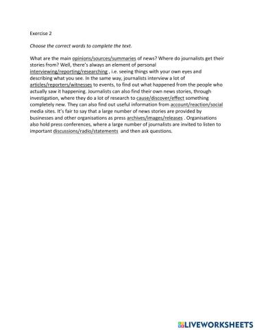 IE2, Unit 3, Vocabulary and Grammar, Exercise 2