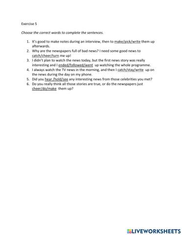 IE2, Unit 3, Vocabulary and Grammar, Exercise 5