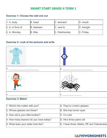 Smart start 4 term 1 test
