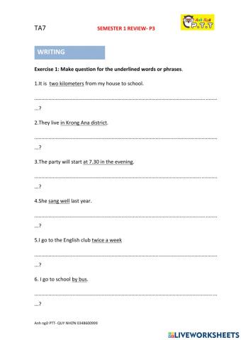 Ta7 semester 1- review 2 writing qtrung