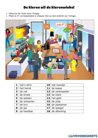 In de klerenwinkel - woordenschat