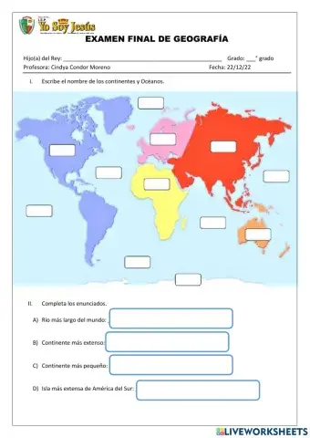 Evaluación de geografía