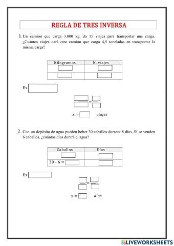 Regla de tres inversa