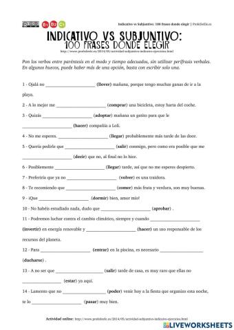 INDICATIVO Y SUBJUNTIVO