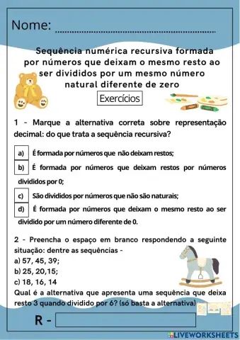 Sequência recursiva formada por números que deixam o mesmo resto