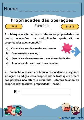 Propriedades das operações