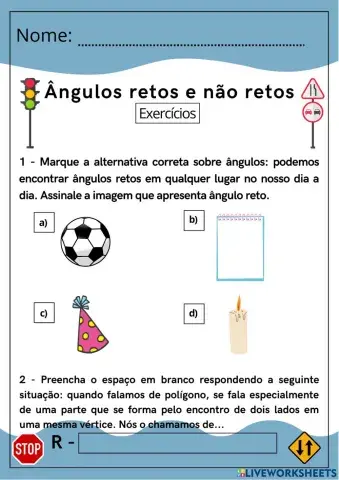 Ângulo reto e não reto