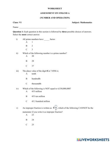 Number and operations