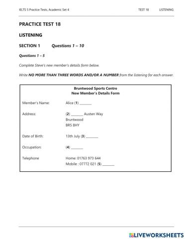 Ielts Listening - Final Test